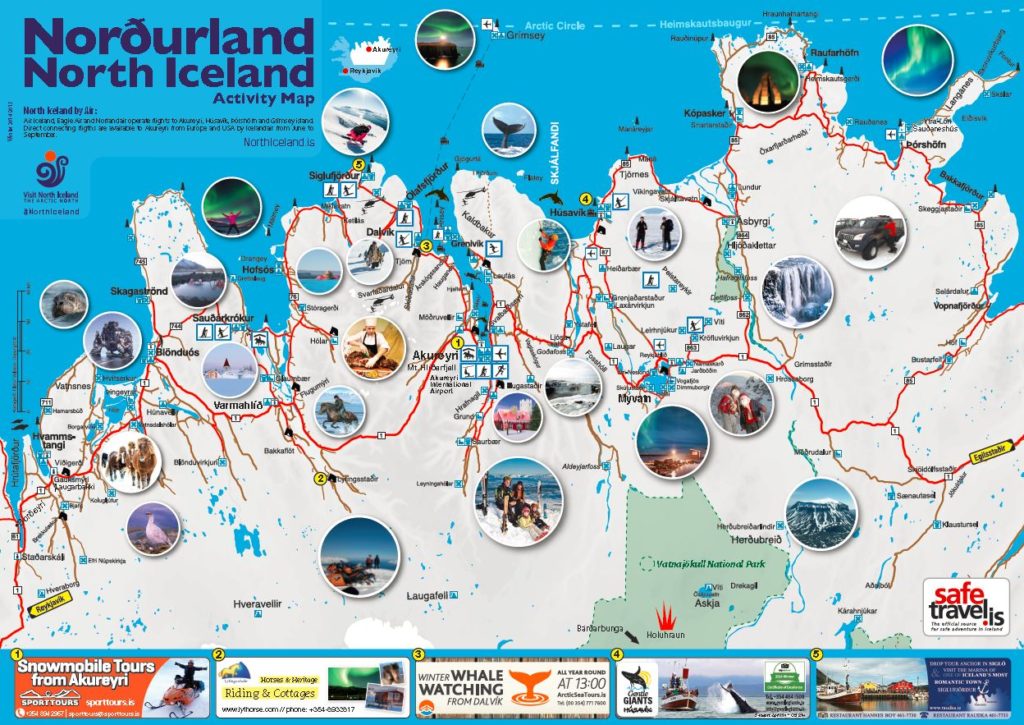 Mapa del norte de Islandia