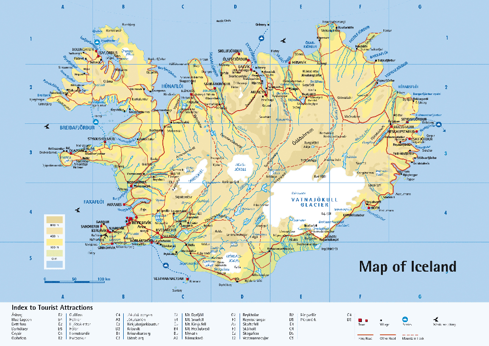 Mapa Político de Islandia con ciudades y pueblos